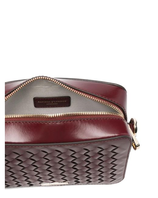 Aspinal Purple Camera Woven Mini Crossbody Bag