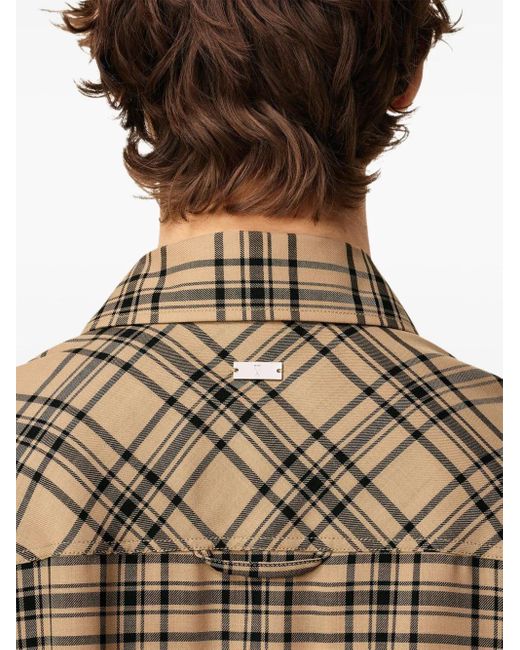 AMI Natural Lumberjack Checked Wool Shirt