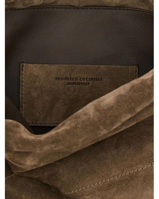 Brunello Cucinelli Brown Duo Monile Suede Pouch