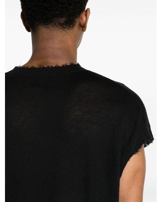 FREI-MUT Black Kyaring Distressed Cashmere T-shirt for men
