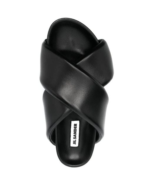 Jil Sander Black Leather Futuristic Sandal for men