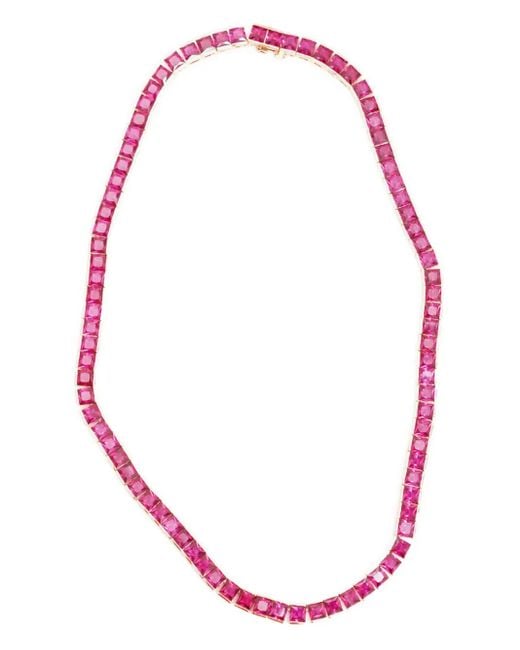 Izabel Display Pink Tennis Square Necklace