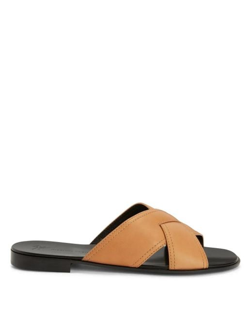 Giuseppe Zanotti Brown Flavio Crossover-Straps Leather Sandals for men