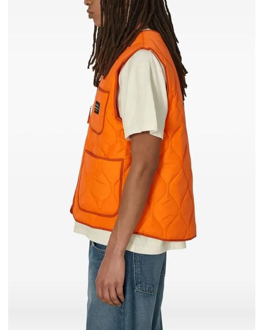 AWAKE NY Orange Gilet Matelassé À Plaque Logo for men