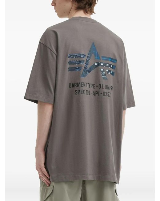 Alpha Industries Gray Pocket-Detail Cotton T-Shirt for men