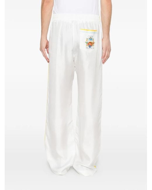 Casablanca White Tennis Landscape Striped Trousers for men