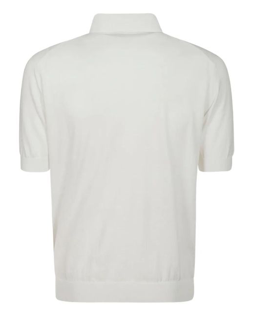 FILIPPO DE LAURENTIIS White Short-Sleeve Button Polo Shirt for men