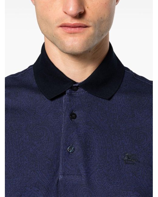 Etro Poloshirt mit Paisley-Print in Blue für Herren