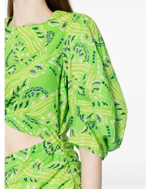 RHODE Green Isla Cut Out-Detail Minidress