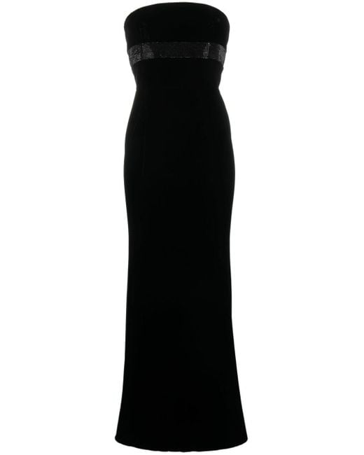 Giorgio Armani Crystal-embellished Velvet Gown in Black | Lyst
