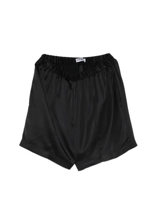 Lutz Huelle Black Garbo Elasticated-Waistband Satin Shorts