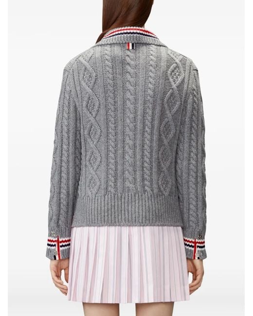 Thom Browne Gray Aran Cable-Knit Cardigan