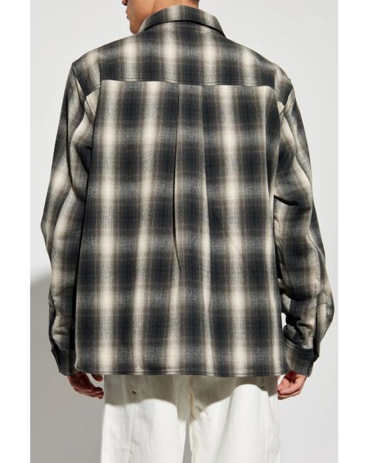 Rhude Gray Racing-Inspired Flannel Shirt For for men