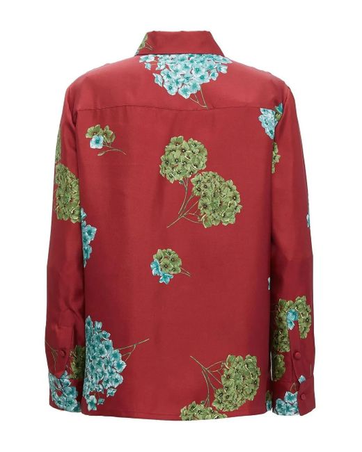 LaDoubleJ Red Boy Floral-Print Silk Shirt