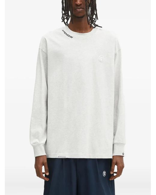 T-Shirt A Maniche Lunghe Con Ricamo di Aape By A Bathing Ape in White da Uomo