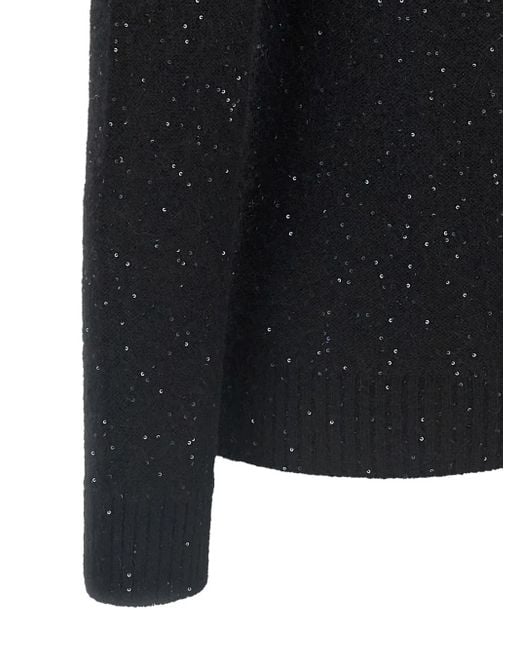 Fabiana Filippi Black Sequin Turtleneck Sweater