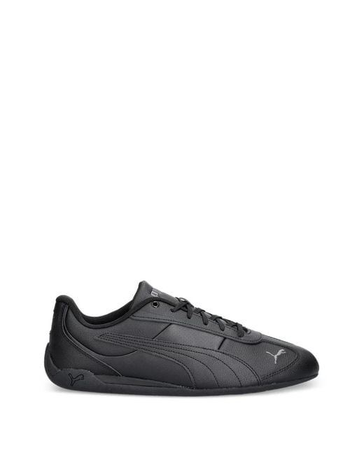 PUMA Black Replicatch Logo-Print Sneakers for men