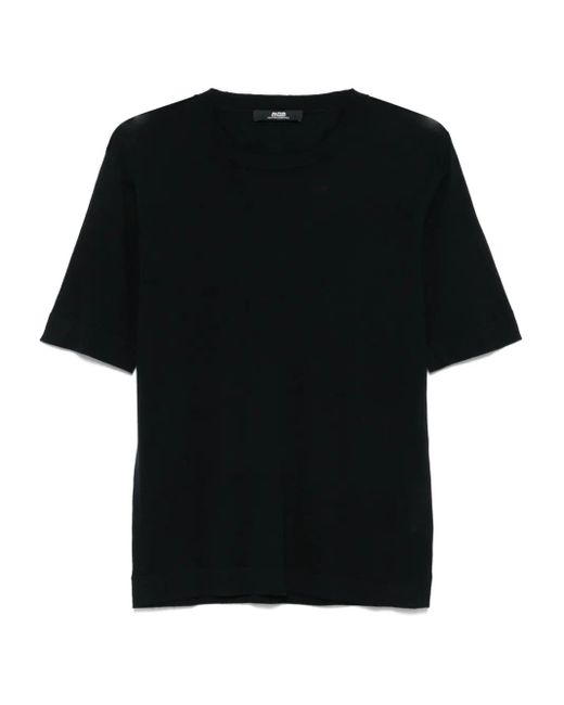 メンズ Alpha Studio ファインニット Tシャツ Black