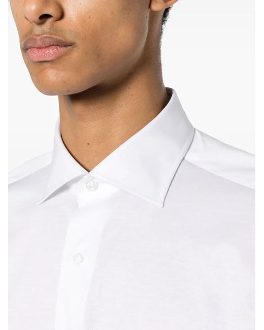 Fray White Cotton Jersey Shirt for men