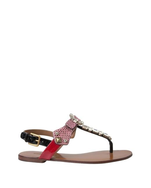 Dolce & Gabbana Brown Crystal Sandals Flip Flops Shoes