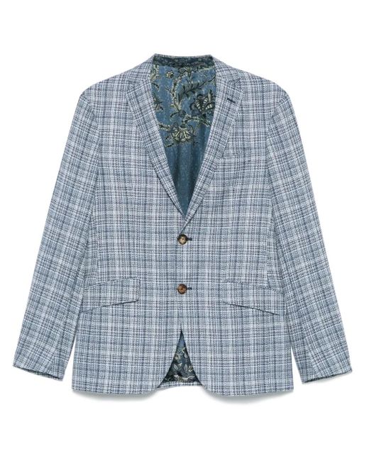 Etro Blue Single-Breasted Blazer for men
