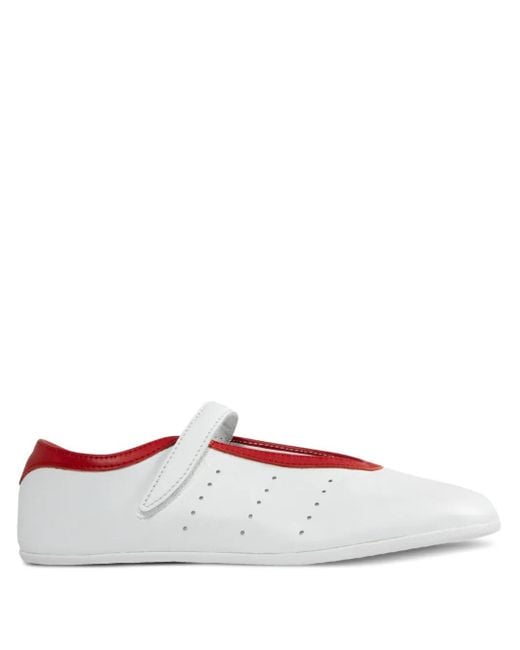 Adidas White Stan Smith Leather Strap Ballet Flats