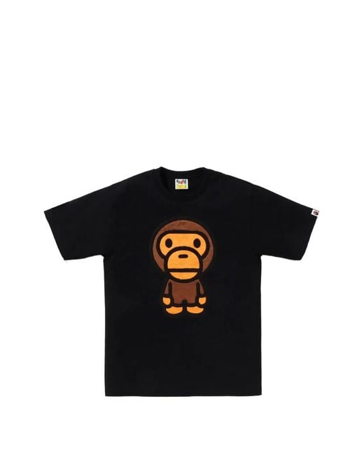 A Bathing Ape Black Baby Milo Chenille-Patch T-Shirt for men