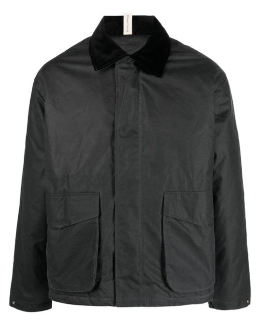 sunflower Black Contrast-collar Waxed Cotton Jacket for men