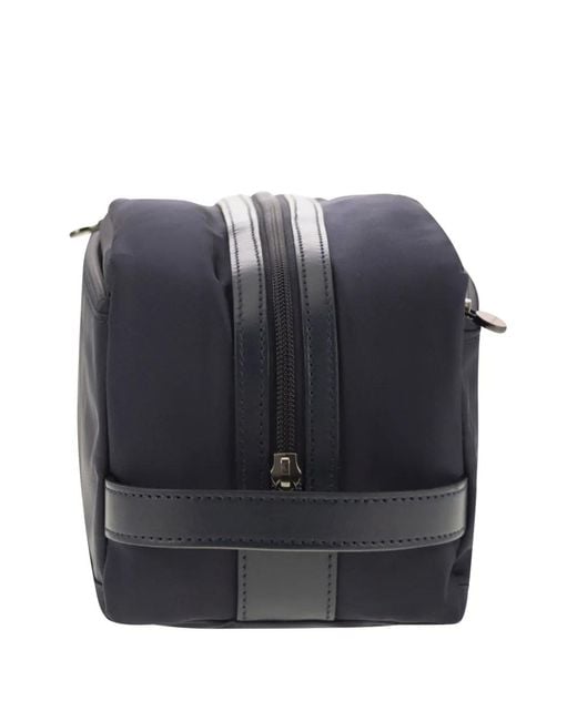 Kiton Black Zip Leather Wash Bag for men