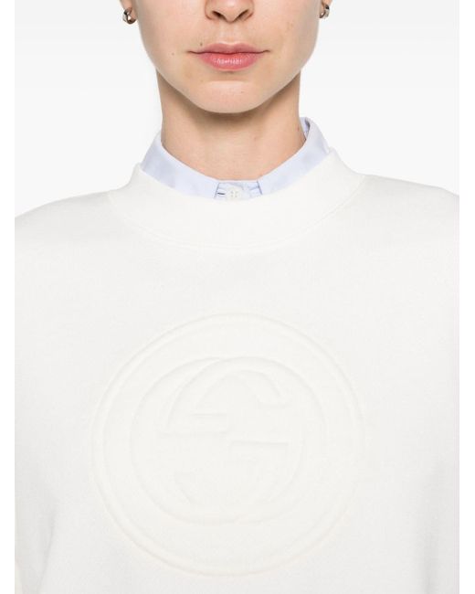 Gucci White Logo-embroidered Zip-through Cotton-jersey Sweatshirt