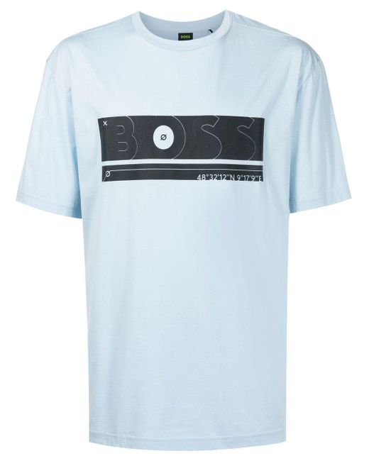 BOSS by HUGO BOSS Coordinates-print Round-neck T-shirt in Blue for Men |  Lyst Canada