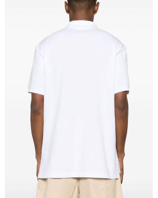 Moschino White Logo-patch Cotton Polo Shirt for men