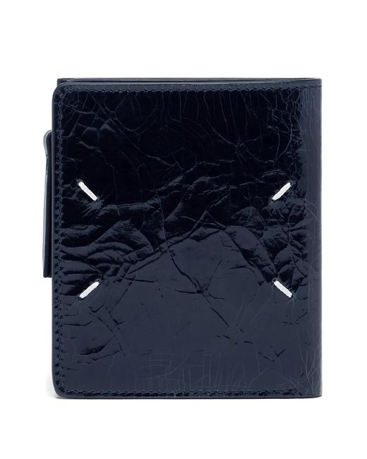 Maison Margiela Blue Crackled-Leather Four Stitches Wallet