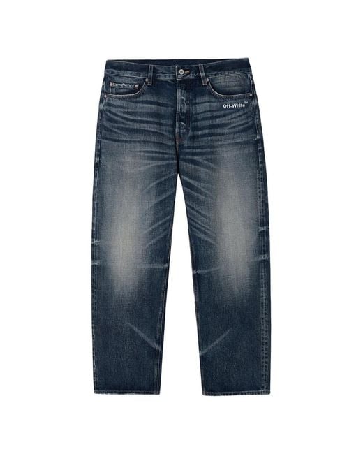 Off-White c/o Virgil Abloh Blue Jean Droit À Logo Imprimé for men