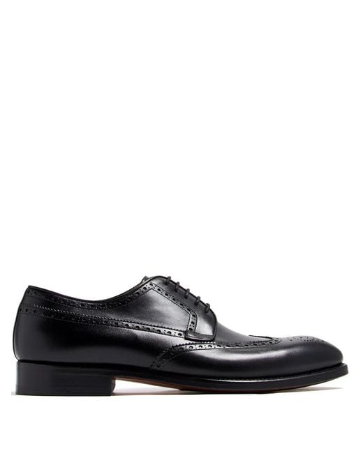 Magnanni Shoes Black Jacoby Leather Brogues for men