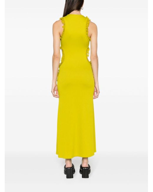 Christopher Esber Yellow Carina Ruffled Cutout Midi Dress