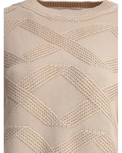 Loulou Natural Diamond-Pattern Cotton Sweater