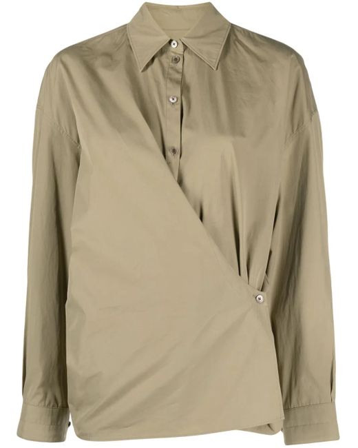 Lemaire Natural Twisted Wrap Cotton Shirt