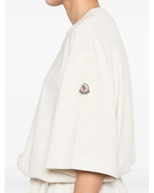 Moncler White Drawstring Perforated Mini Dress