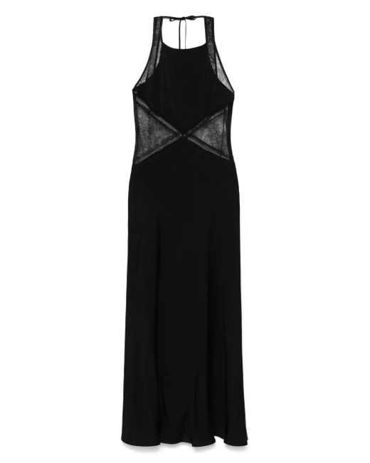 Twinset Black Halterneck Satin Maxi Dress