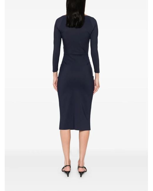 La Petite Robe Di Chiara Boni Blue Gerafftes Midikleid