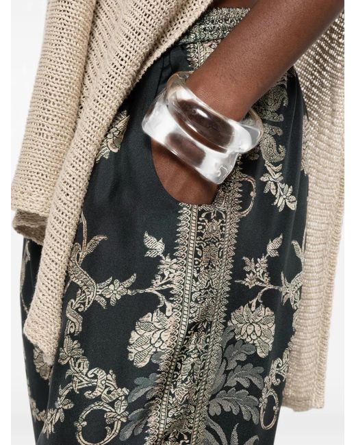 Pierre Louis Mascia Gray Aloe Floral-Print Drawstring Trousers