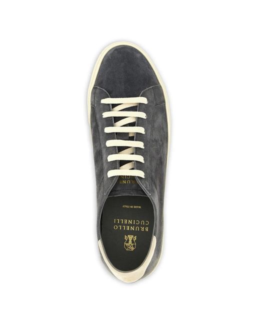 Brunello Cucinelli White Suede Sneakers for men
