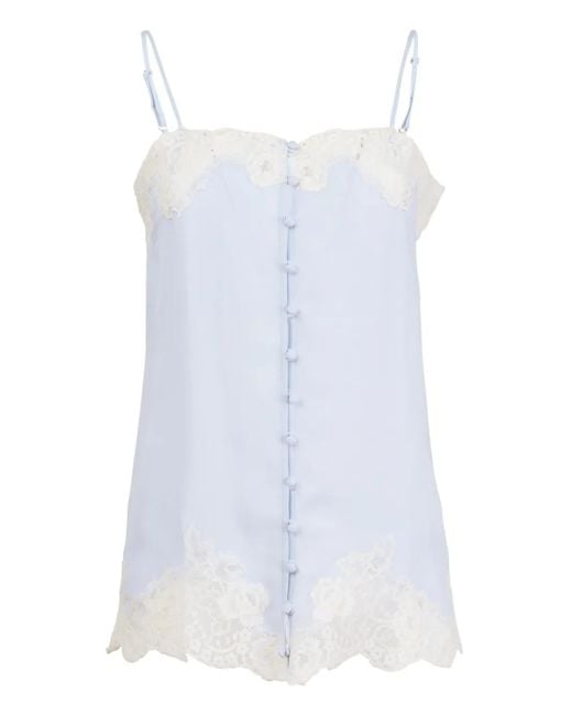 Fleur du Mal White Lace-Trimmed Button-Front Slip
