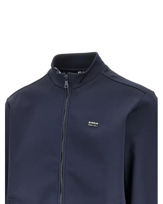 EA7 Blue Logo-Plaque Zip-Up Jacket for men