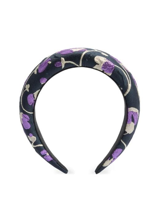 LaDoubleJ Medici Haarband Met Bloemen-Jacquard in het Blue