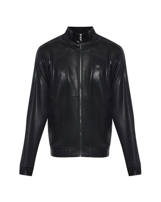 DIESEL Black T-Norm-Aa2 Glossy Zip-Up Sweater for men