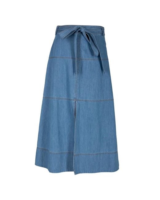 Tanya Taylor Blue Hudley Midi Skirt