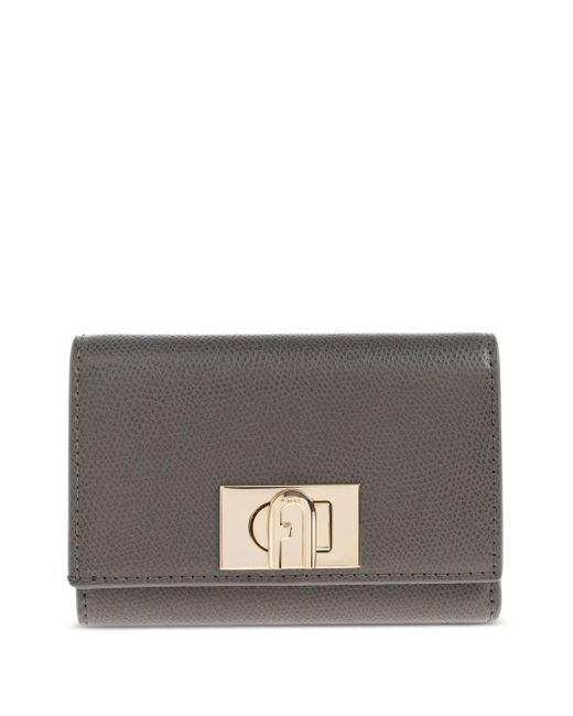 Furla Lock Furla Lock-detail Leather Wallet in Grey | Lyst UK