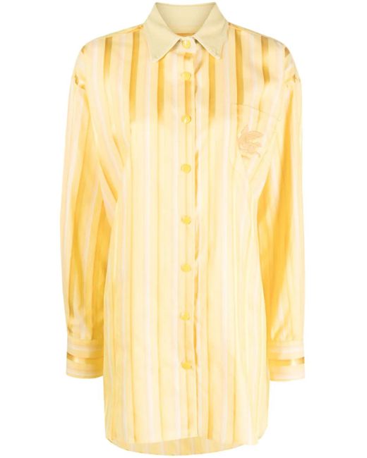 Etro Yellow Striped Shirt Dress